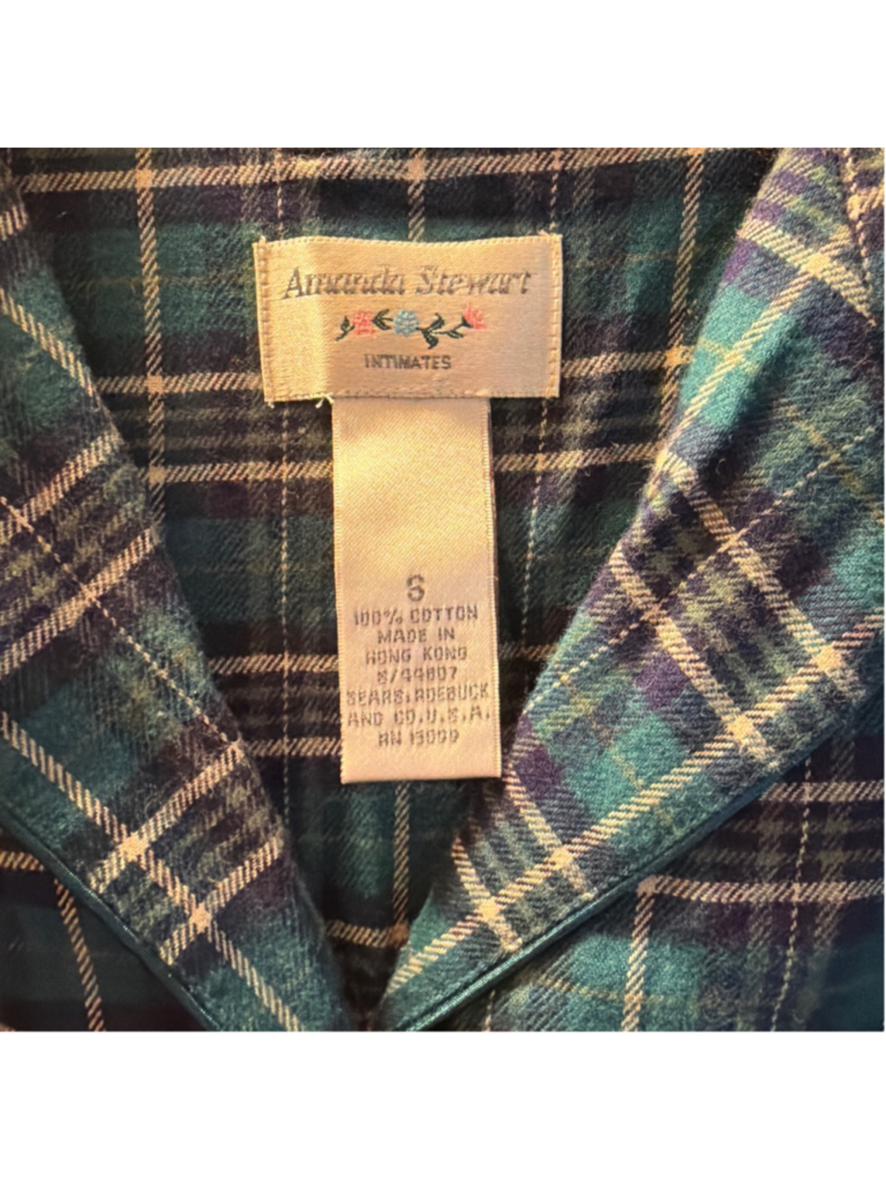 Vintage Amanda Stewart Flannel Nightgown S Sears Cottagecore Country Grannycore - Picture 3 of 9